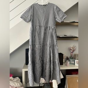 Boohoo Black Gingham Maxi Dress, US 8, Brand New, Casual.